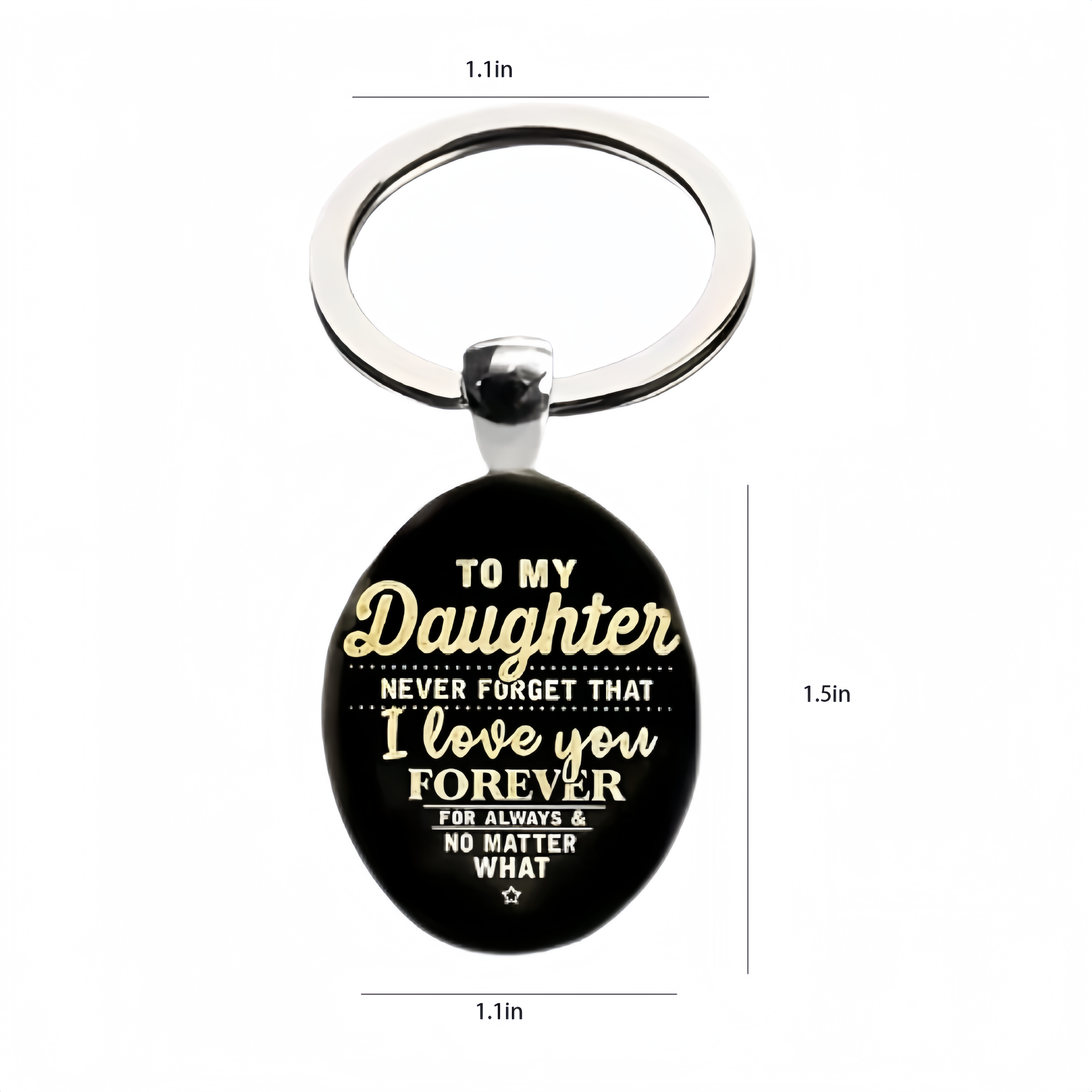 Engraved Letters Oval Glass Alloy Pendant Keychain 4