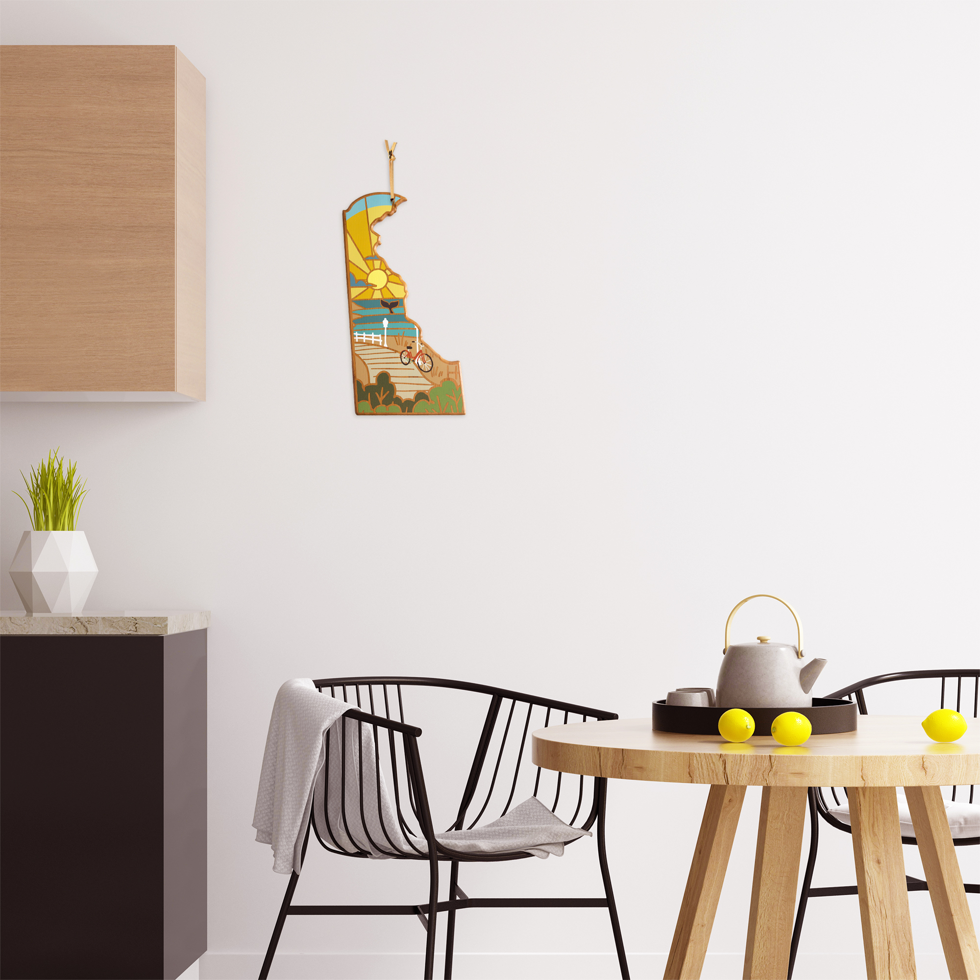 Delaware State Shaped Serving and Cutting Board with Artwork by Summer Stokes 11