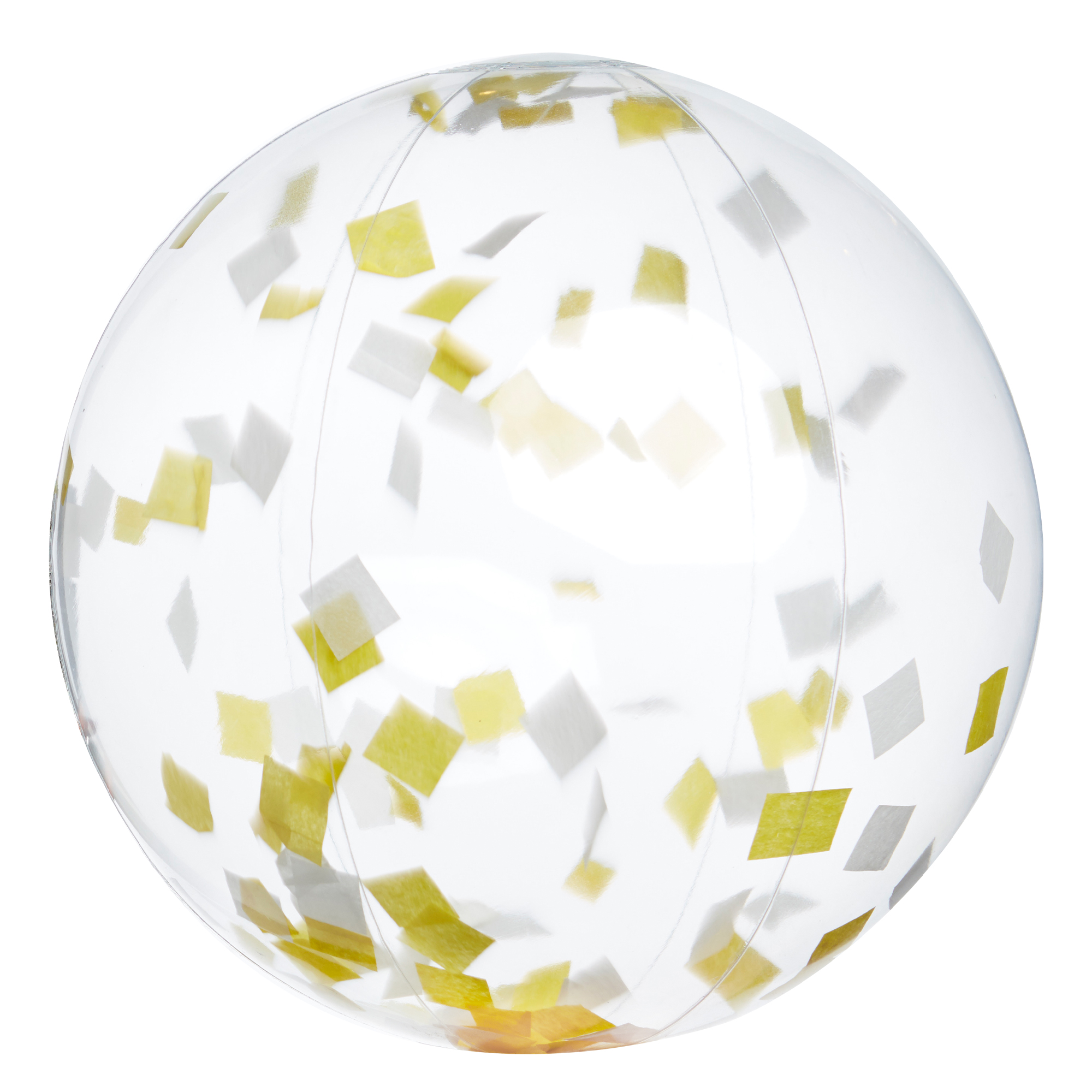 16" Yellow and White Confetti Filled Round Clear Beach Ball 3