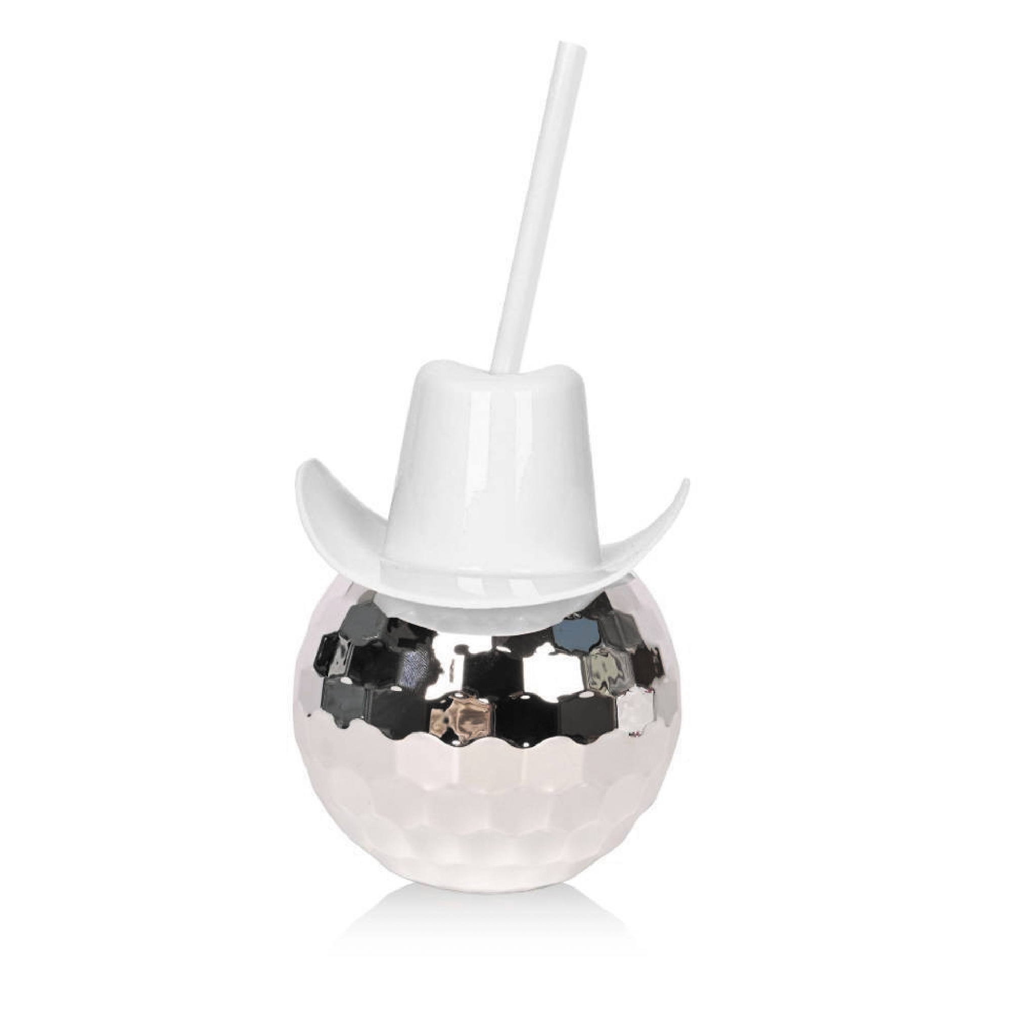 20Oz Disco Ball Drinking Cup with Pink Cowboy Hat 6