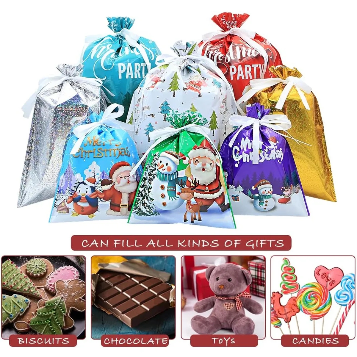 Christmas Drawstring Gift Wrap Bags 2