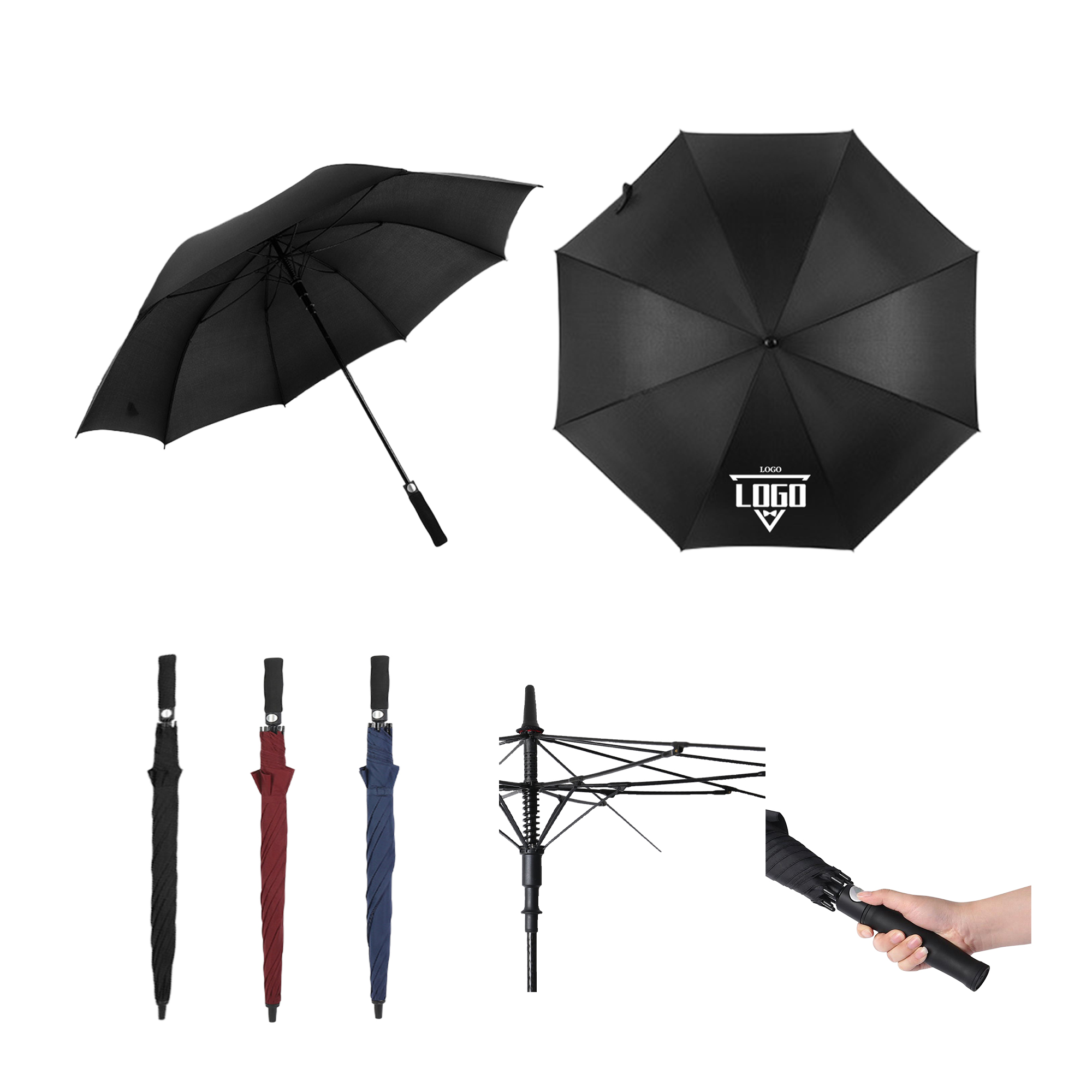 52" Automatic Opening and Closing Windproof Golf Umbrella 2