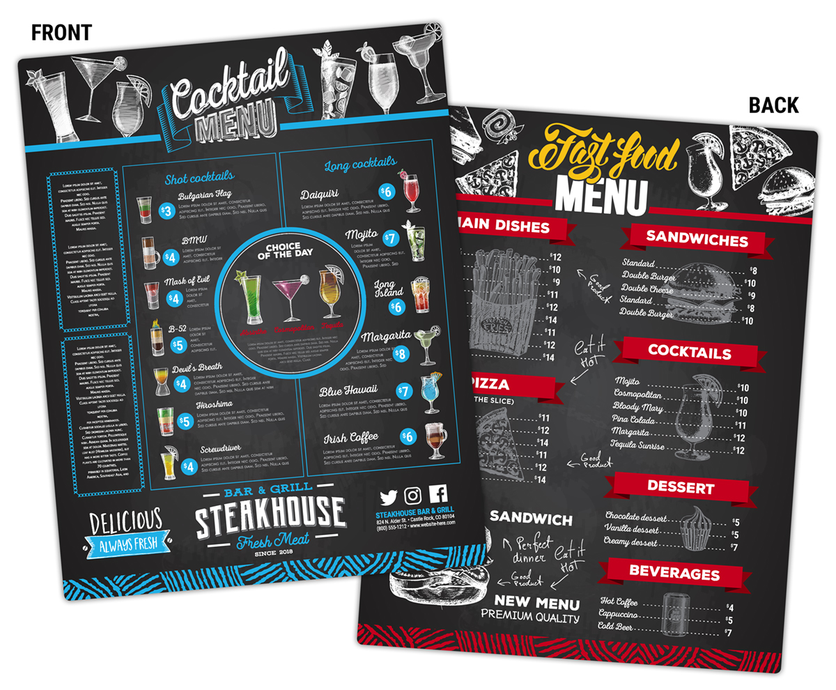 Menu Laminated Card - 8.5x11 7