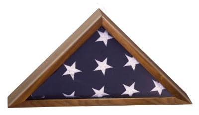 16 1/4" x 8 1/4" Walnut Piano Finish Flag Display Case 1