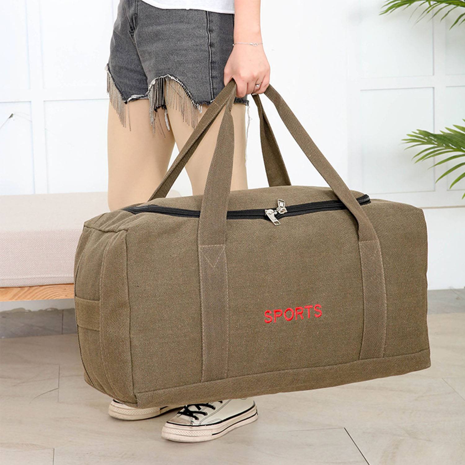 Canvas Large Capacity Portable Duffel Bag 4