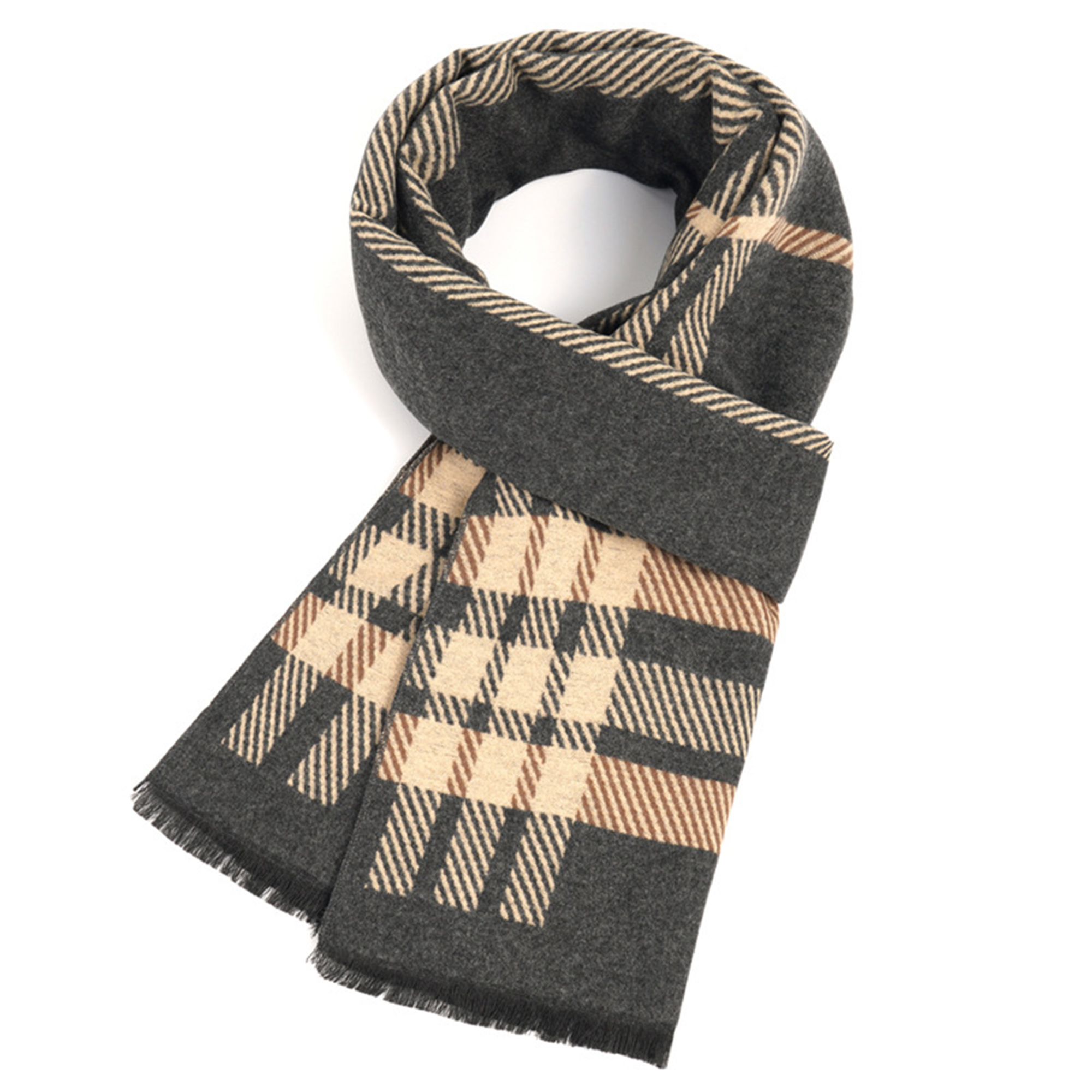 Winter Plaid Faux Cashmere Scarf Shawl 11