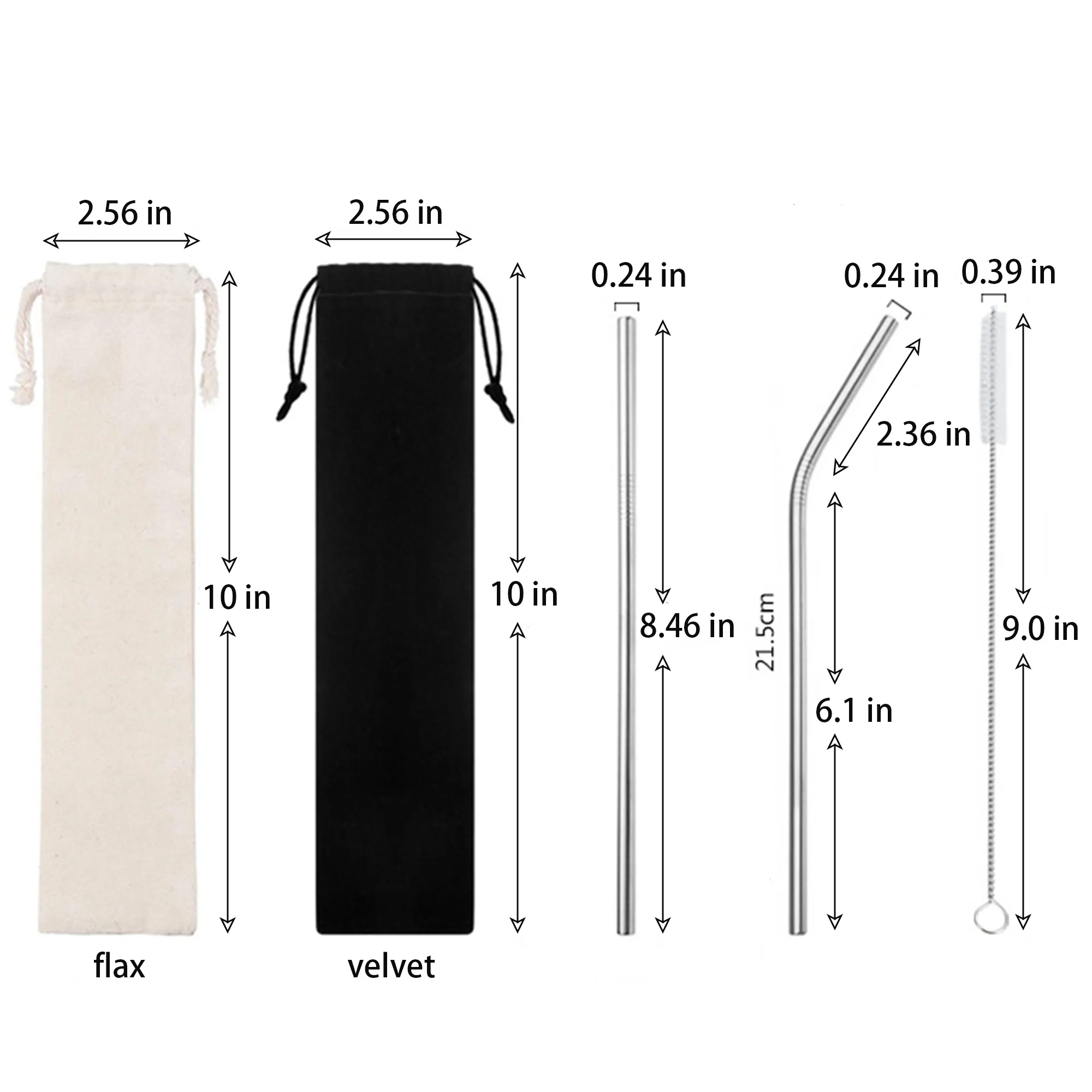 Reusable 3 In 1 Stainless Steel Straw Set 2