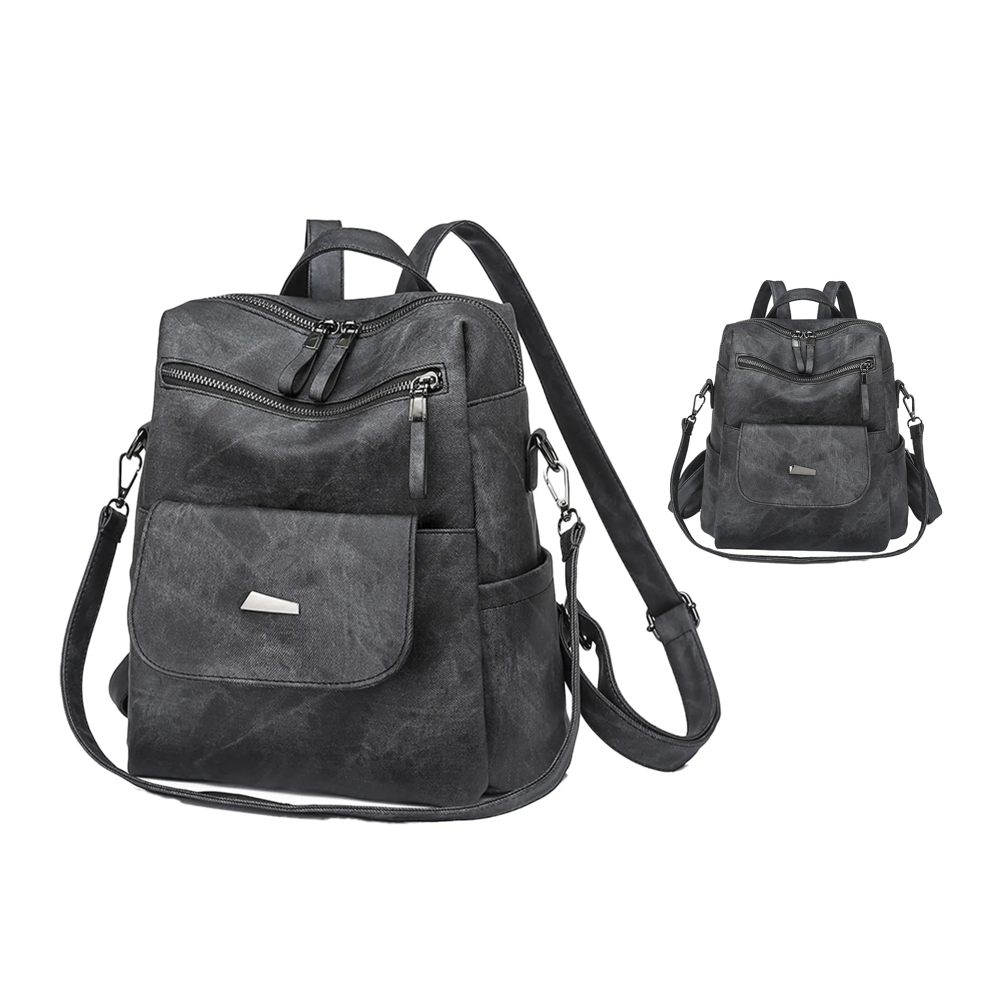 PU Leather Convertible Backpack 5