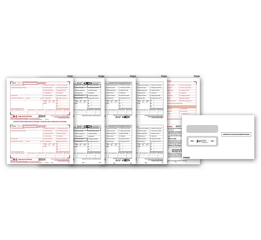 W-2 Tax Forms Set & Envelope Kit, Laser, 6-Part 1