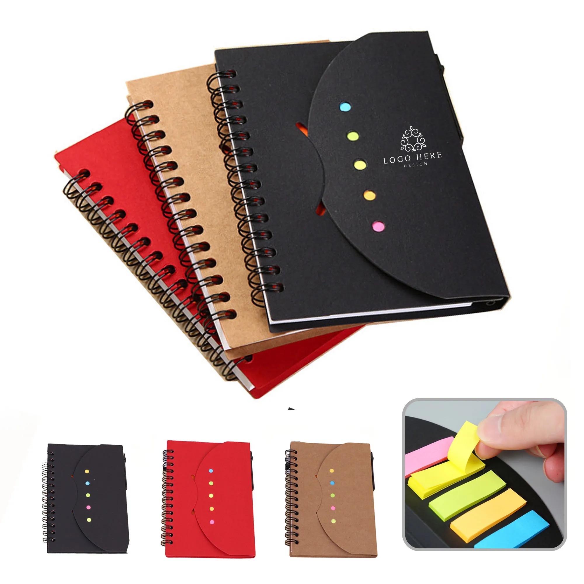 Small Spiral Notebook With Sticky Notes and Pen 4