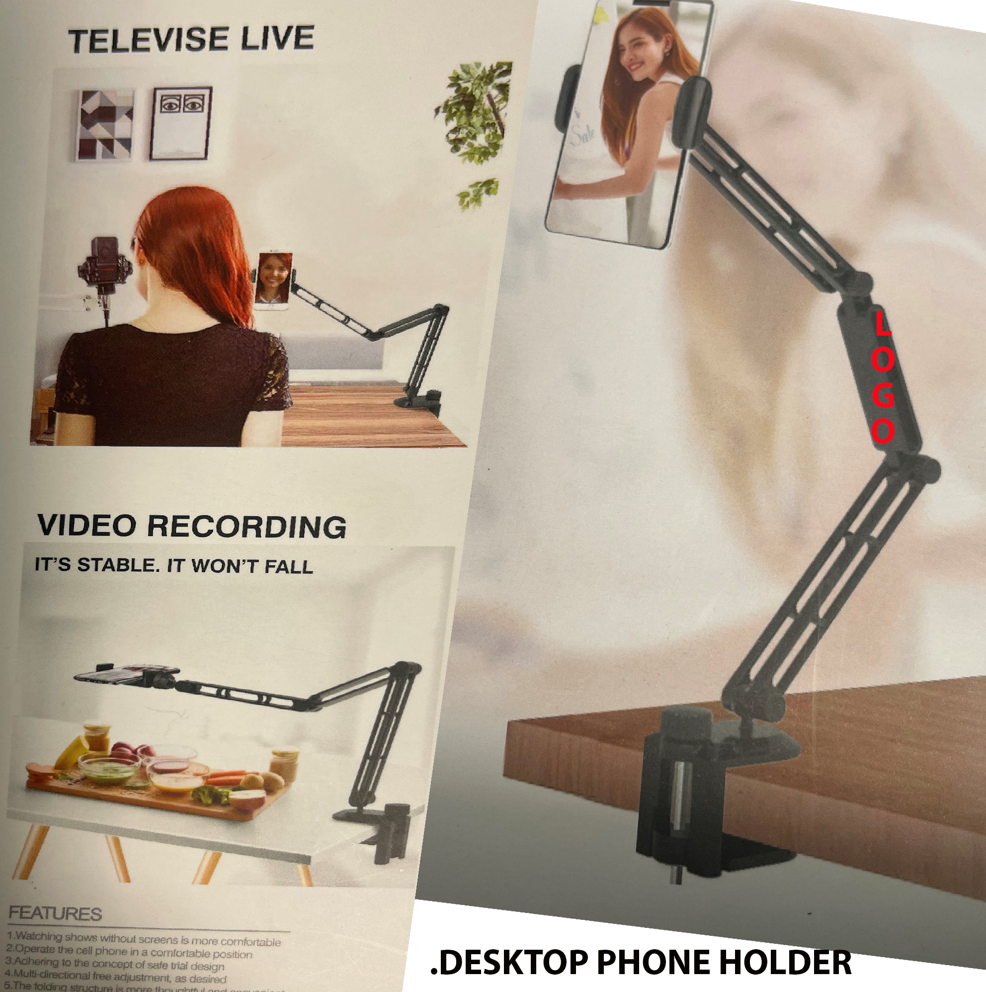Desktop Smart Phone Holder with Clamp 2