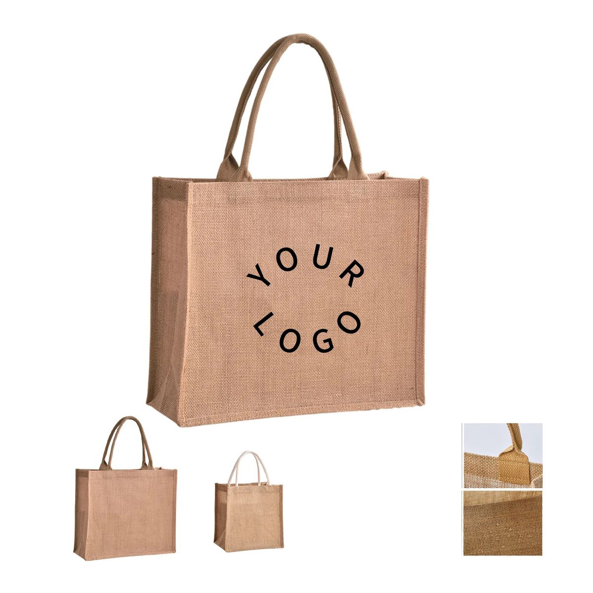 Durable Jute Linen Tote Bag for Shopping or Daily Use, custom tote bag with logo imprint 2