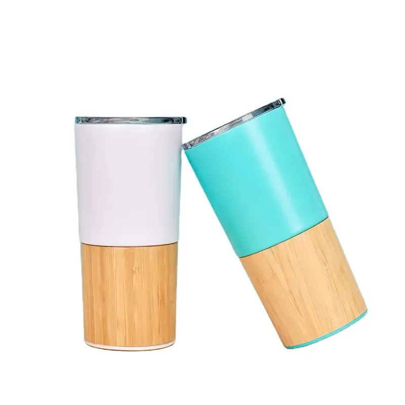 20 Oz Stainless Steel Bamboo Cover Travel Cup 7