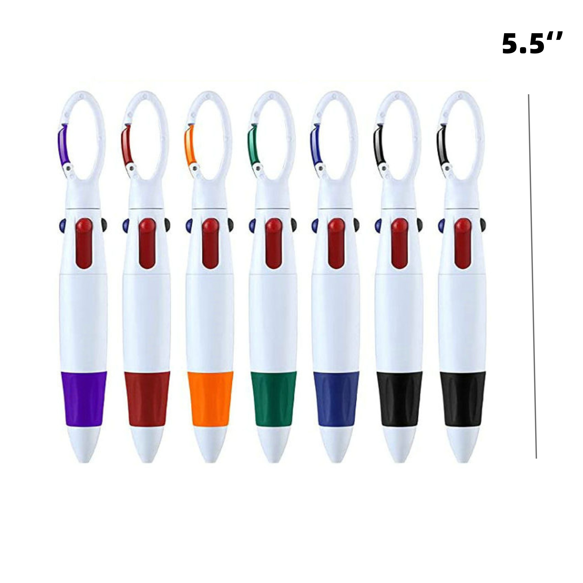 Multi-Colored Ink Shuttle Pen with Carabiner Clip 3