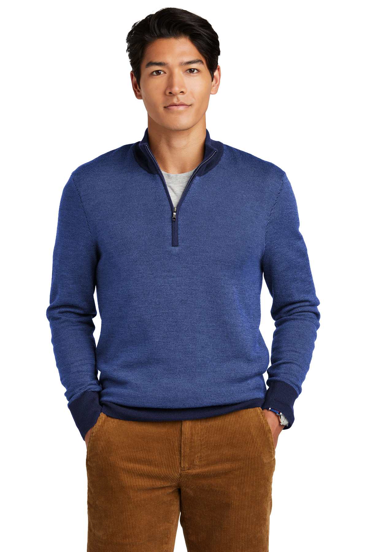 Brooks Brothers Washable Merino Birdseye 1/4-Zip Sweater BB18412 19
