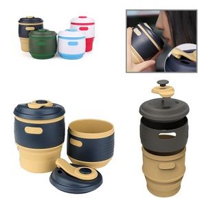 Collapsible Silicone Coffee Cup With Top Compartment For Pills 5