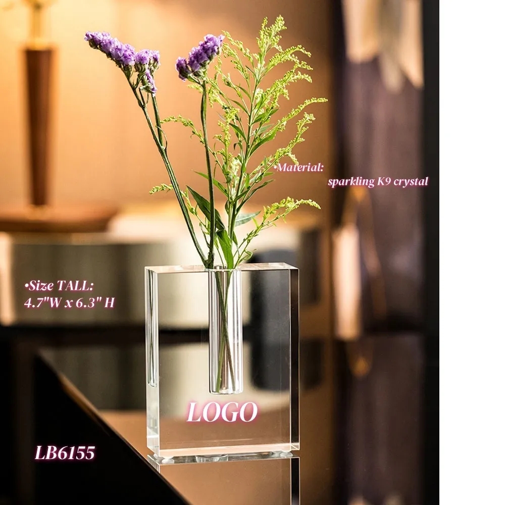 Square Crystal Flower Vases Glass Centerpieces for Tables 8