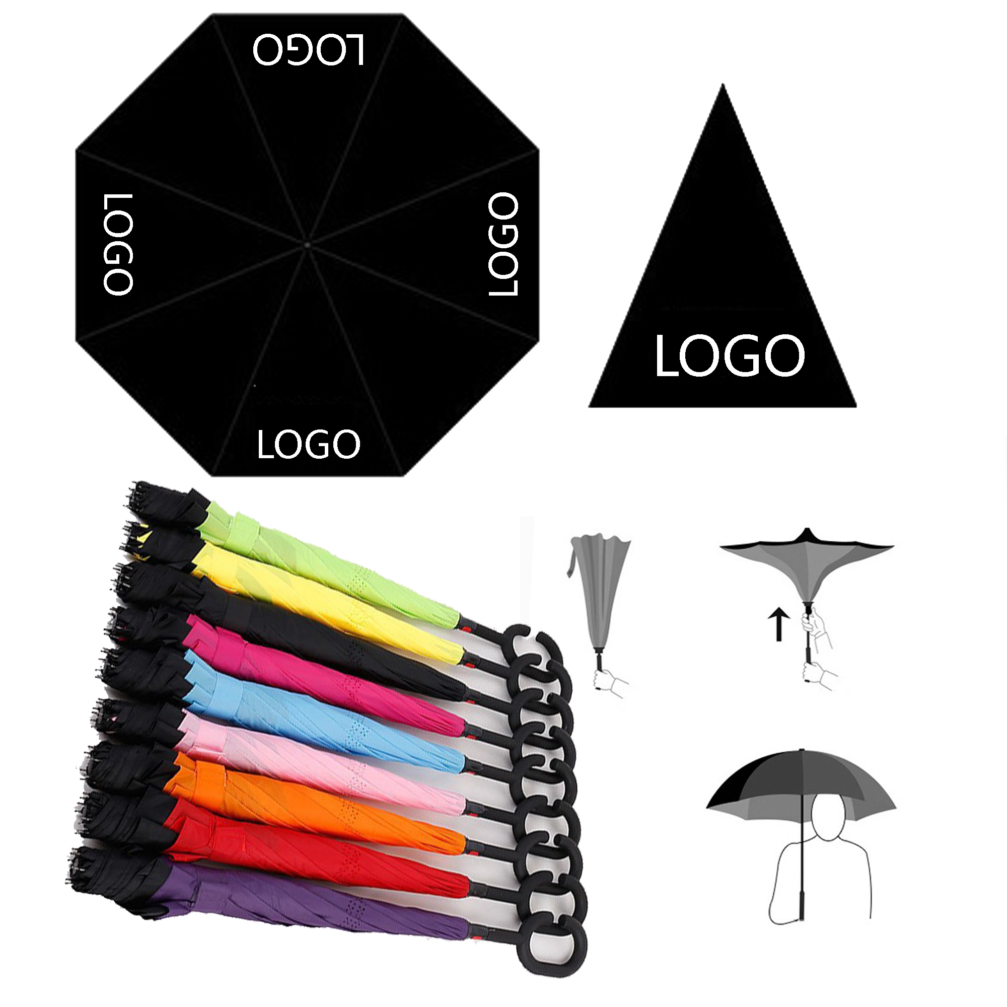 Travel-Friendly Reverse Fold Umbrella 8