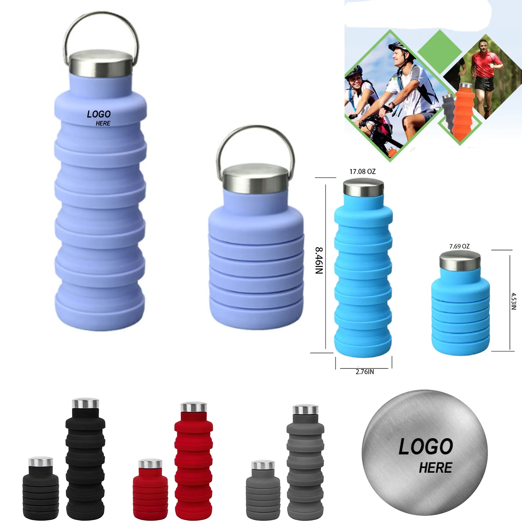 17 Oz. Collapsible Silicon Water Bottle 4