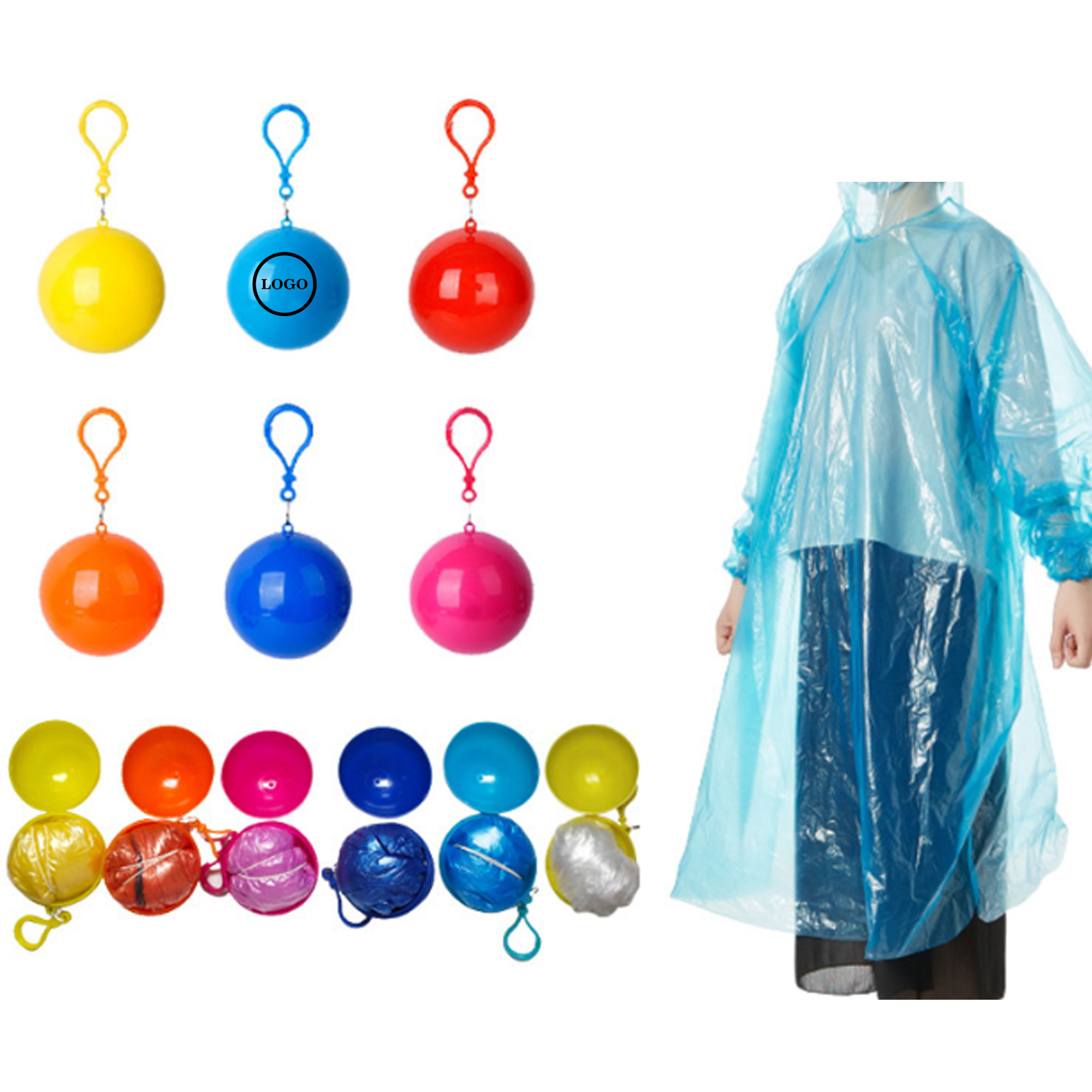 Portable Rain Poncho with Keychain Holder 3