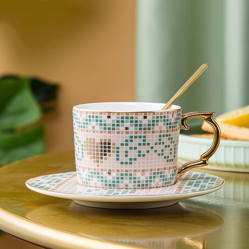 Custom 5 oz Ceramic Coffee Mug Saucer Set 8