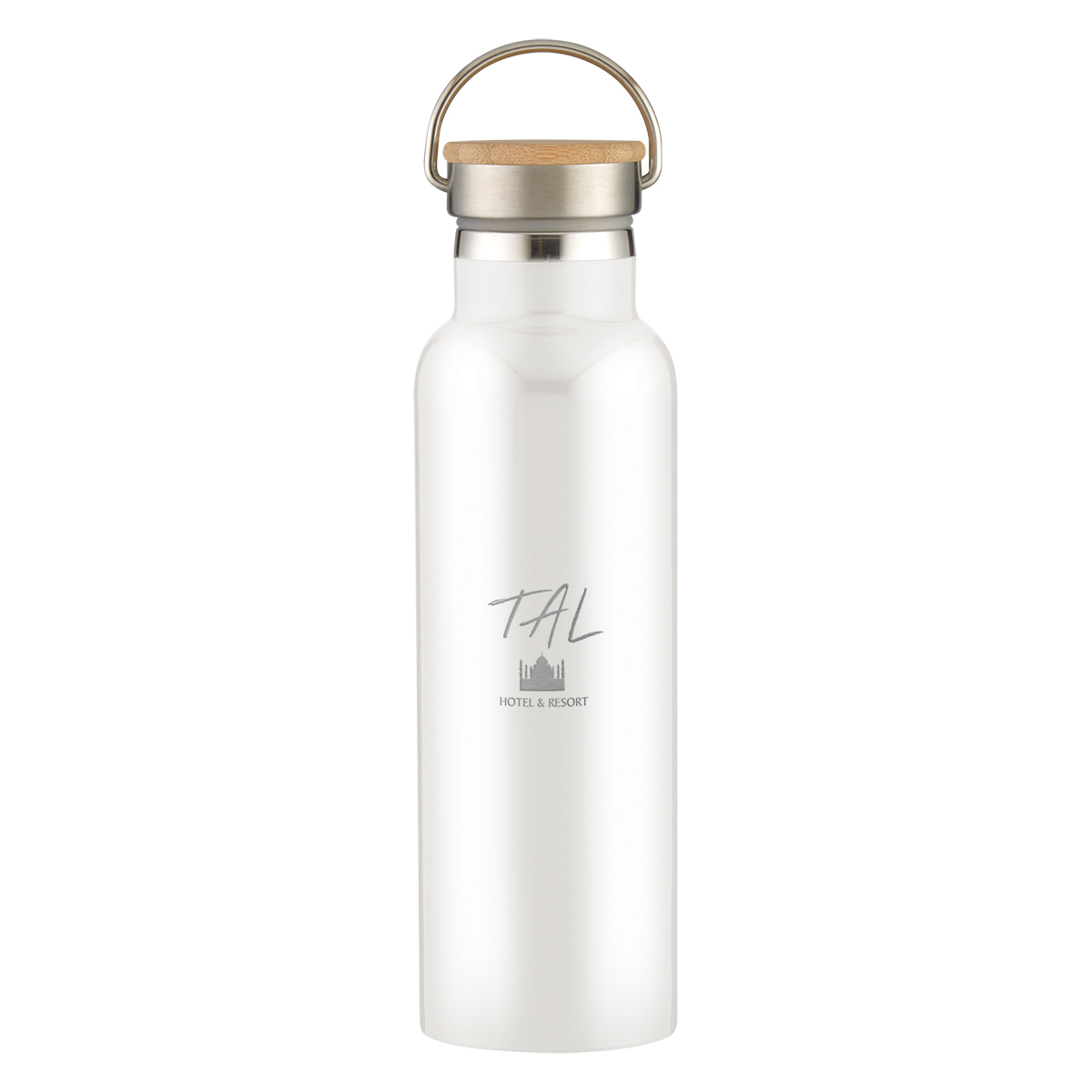 21 Oz. Tipton Recycled Stainless Steel Bottle With Bamboo Lid, custom water bottle with logo imprint 15