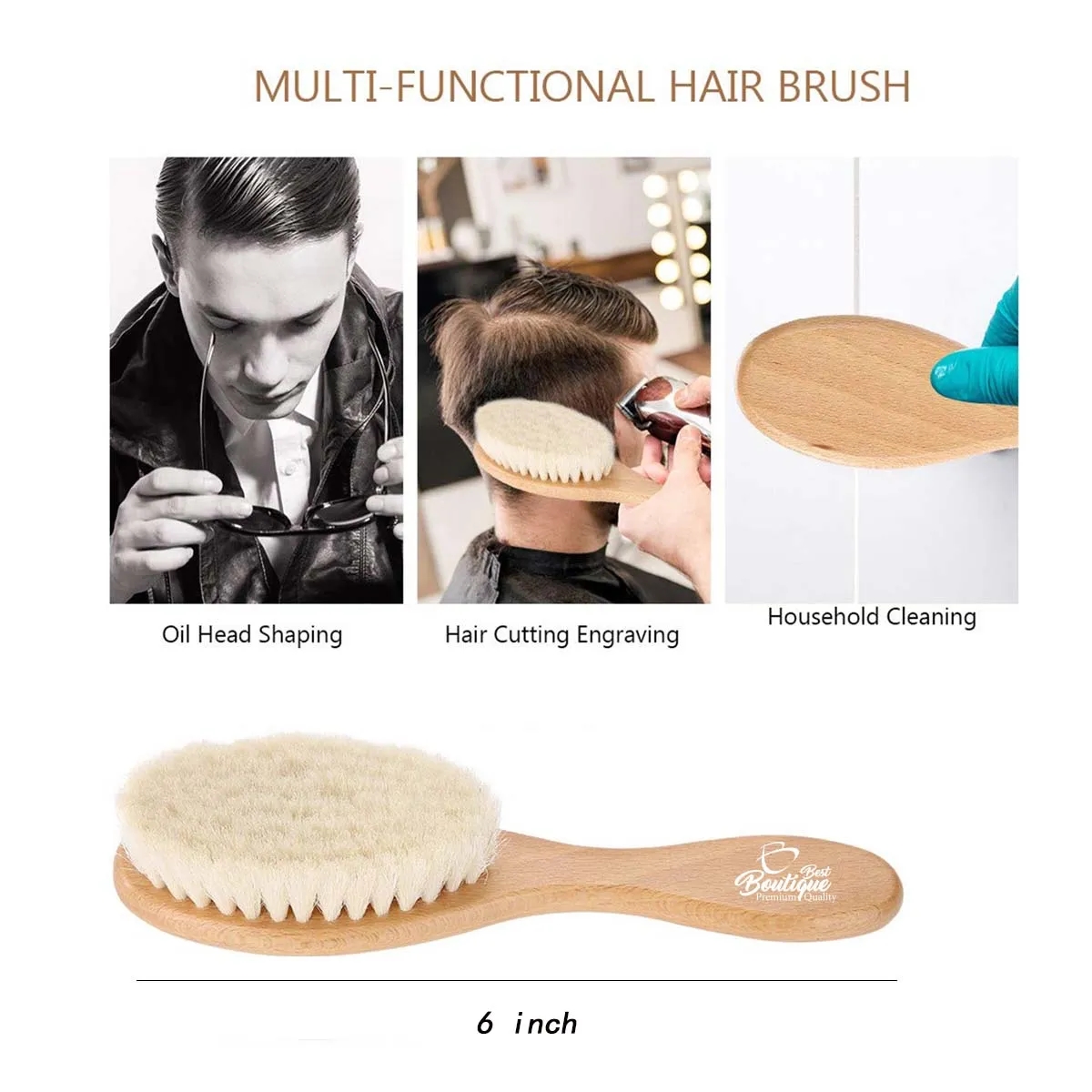Multifunction Natural Soft Goat Hair Wooden Handle Babybrush 2