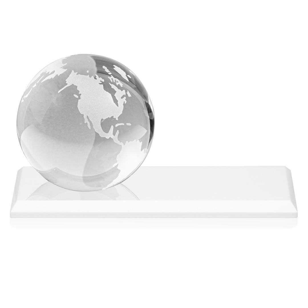 Globe Award on Rectangle Base - White 2