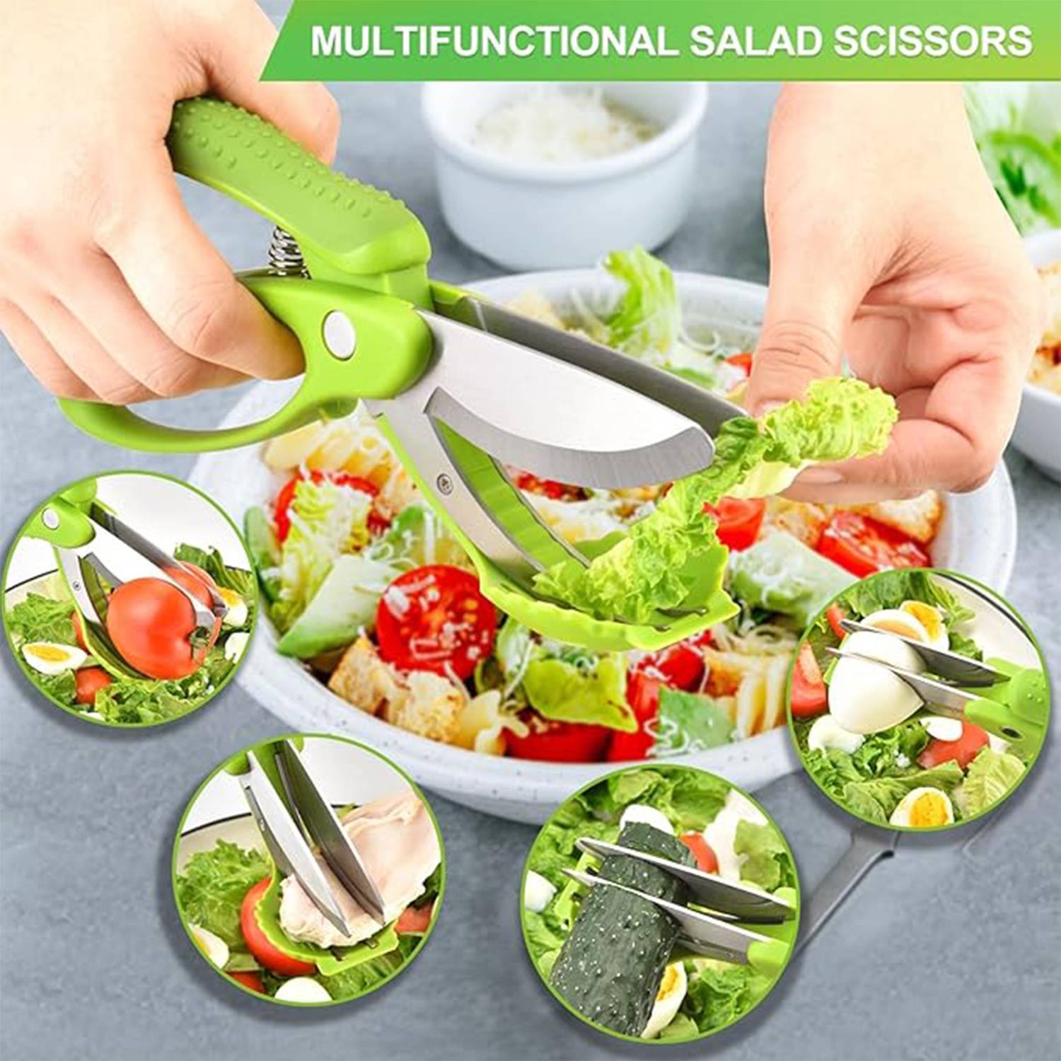 Multifunctional Stainless Steel Salad Scissors 7
