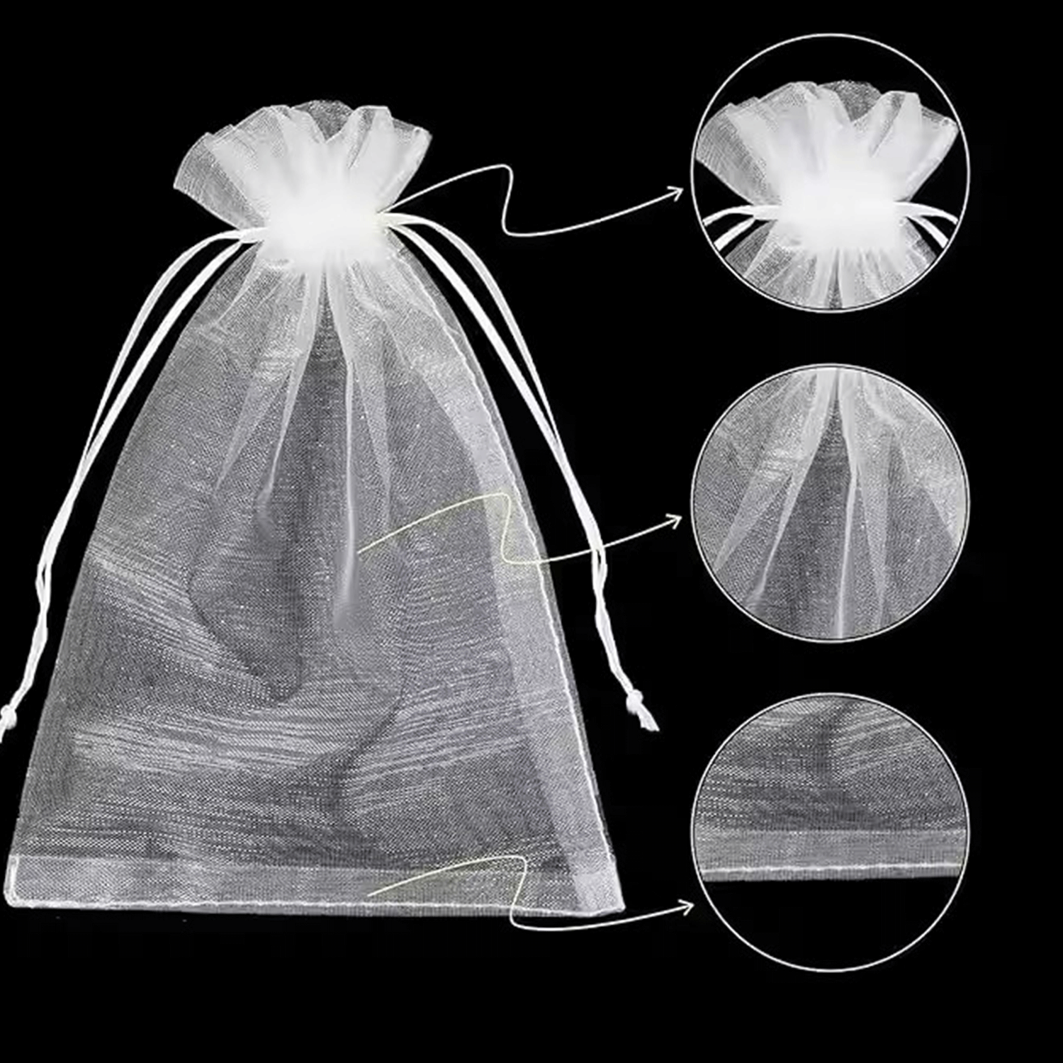 Wedding Gift Party White Organza Mesh Drawstring Bag 12