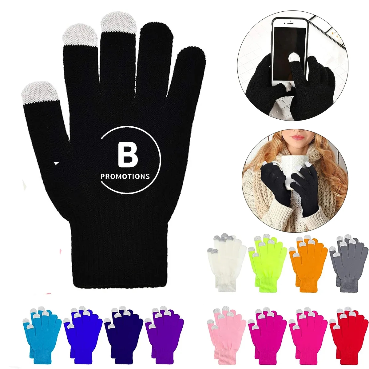 Warm Stretch Knitted Texting Touchscreen Solid Color Gloves 2