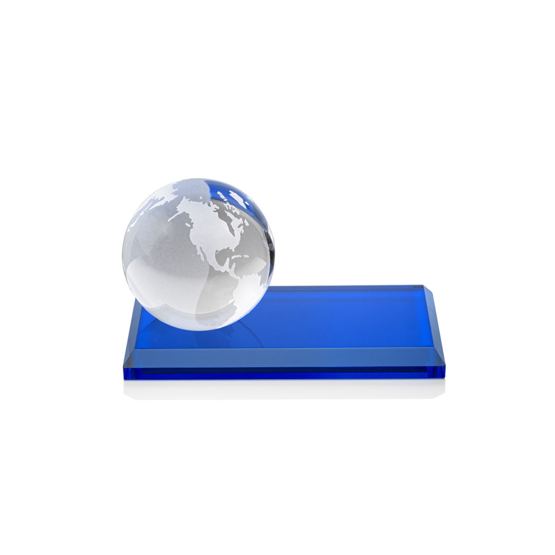 Globe VividPrint™ Award on Rectangle Base - Blue 2