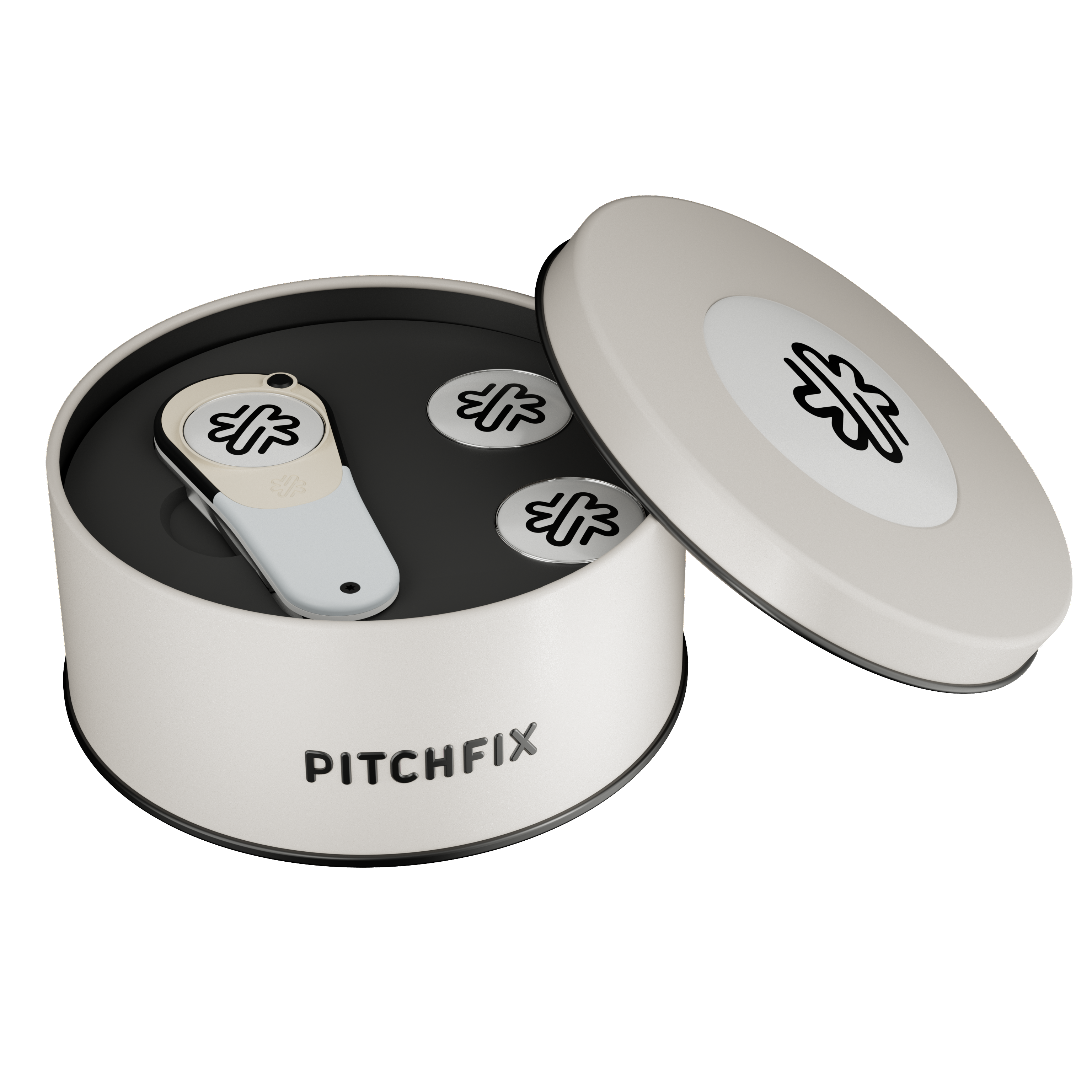 Pitchfix Icon Golf Divot Tool in Round Tin with Two Extra Ball Markers 7