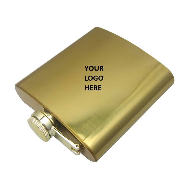 Gold Plated Color SS Hip Flask 6oz 4