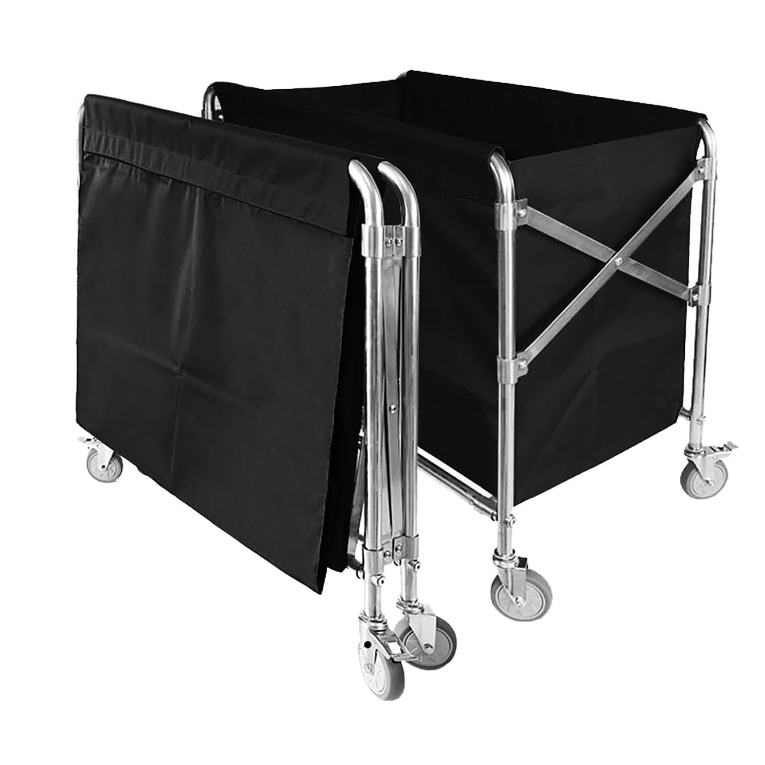 Foldable Stainless Steel Laundry Cart w/ Swivel Wheels 3