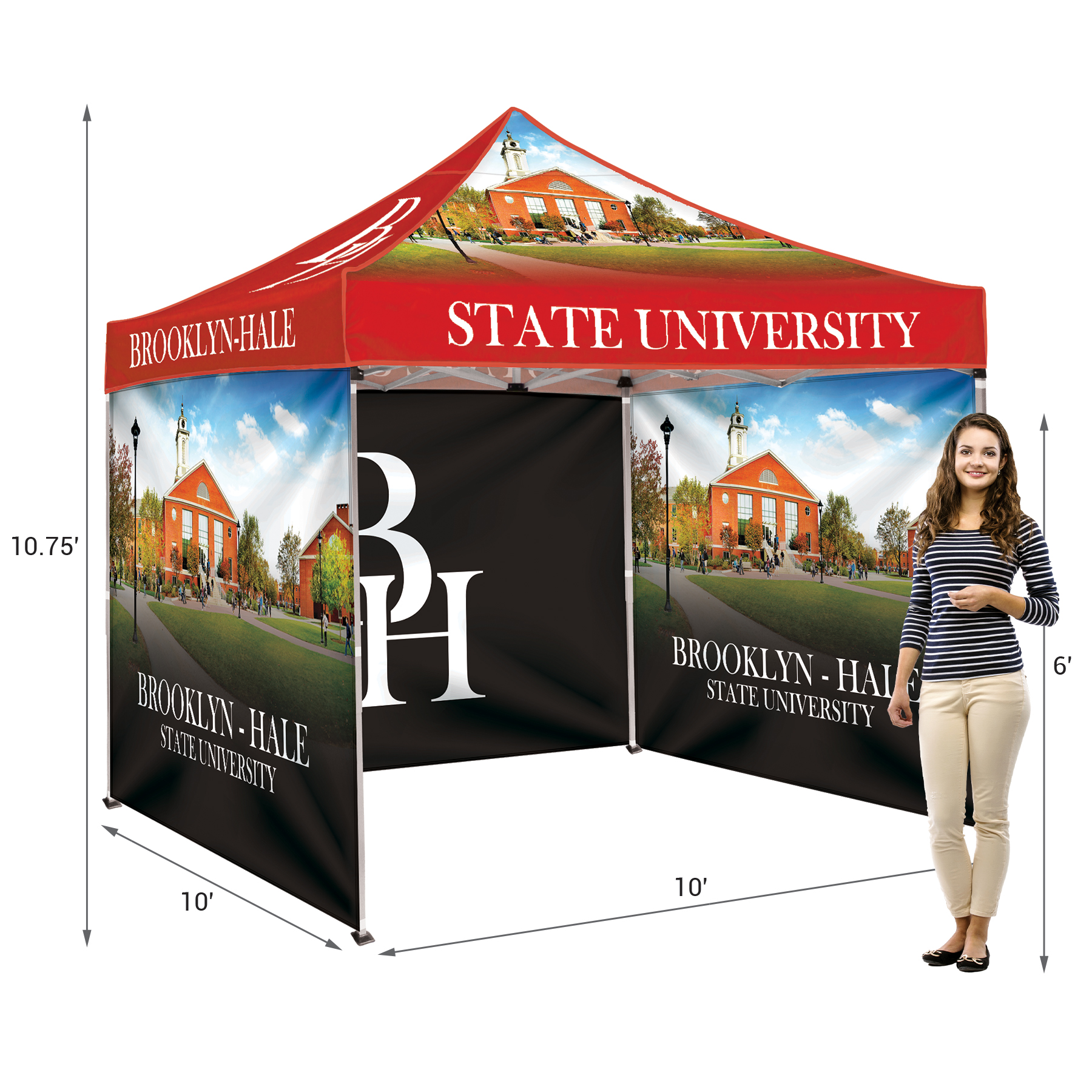 10' Square Canopy Tent W/Three Double Sided Full Walls 5