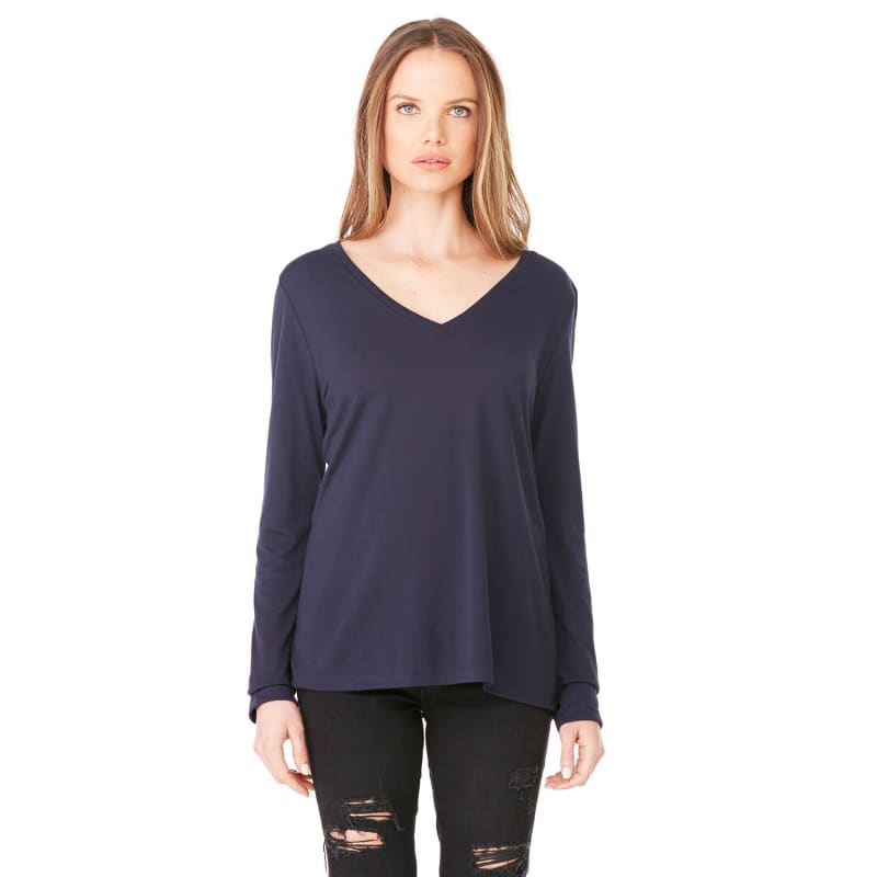 Bella + Canvas Ladies' Flowy Long-Sleeve V-Neck 17
