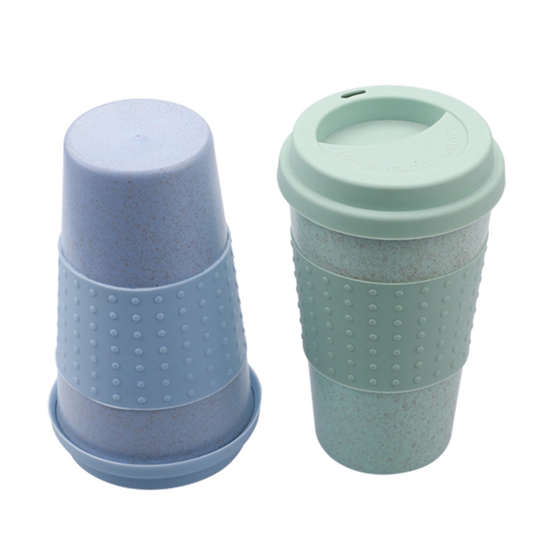 15 Oz. Wheat Straw Silicone Cup with Lid 6