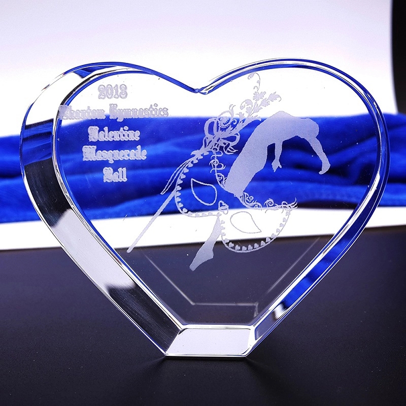 Romantic Heart Shaped Glass Paperweight 1