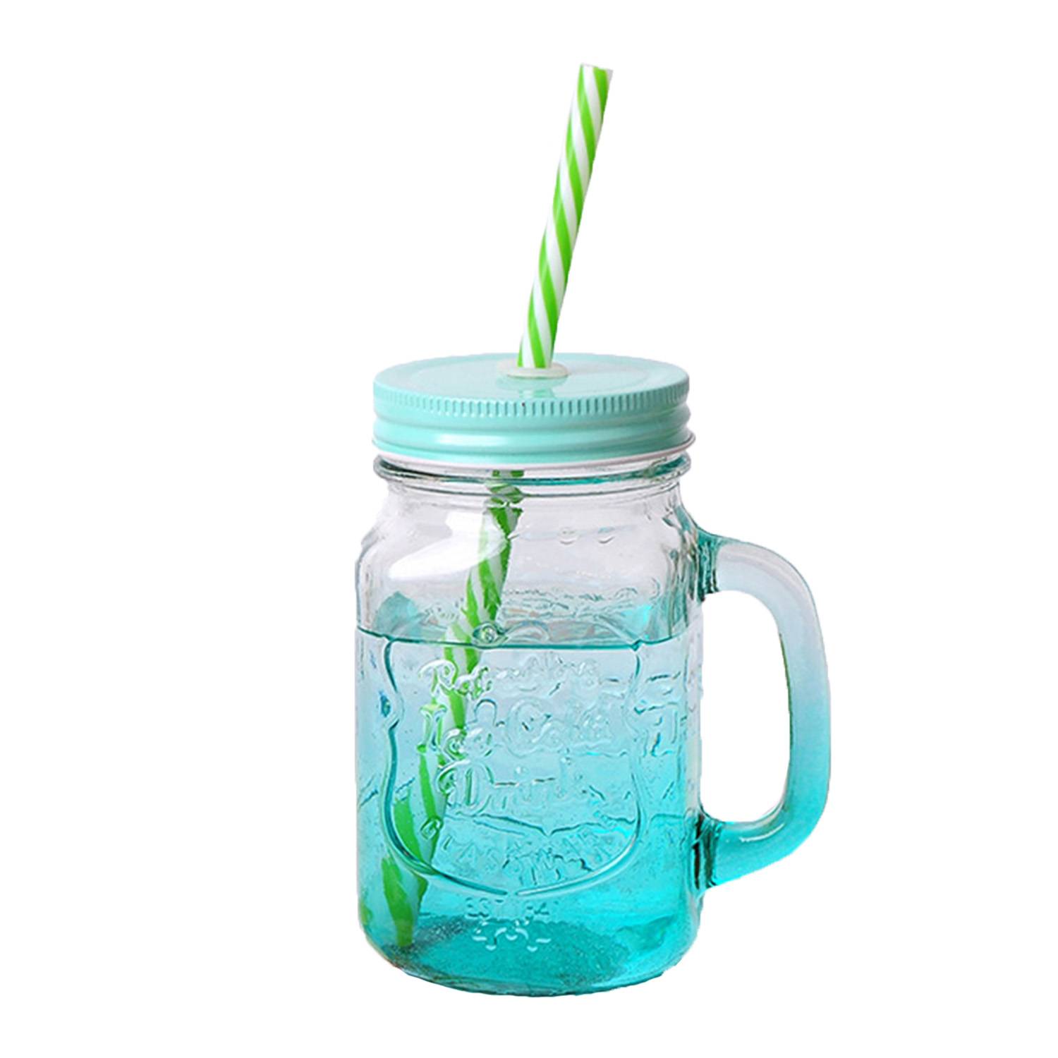 15 oz. Colored Mason Jars with Straw 2