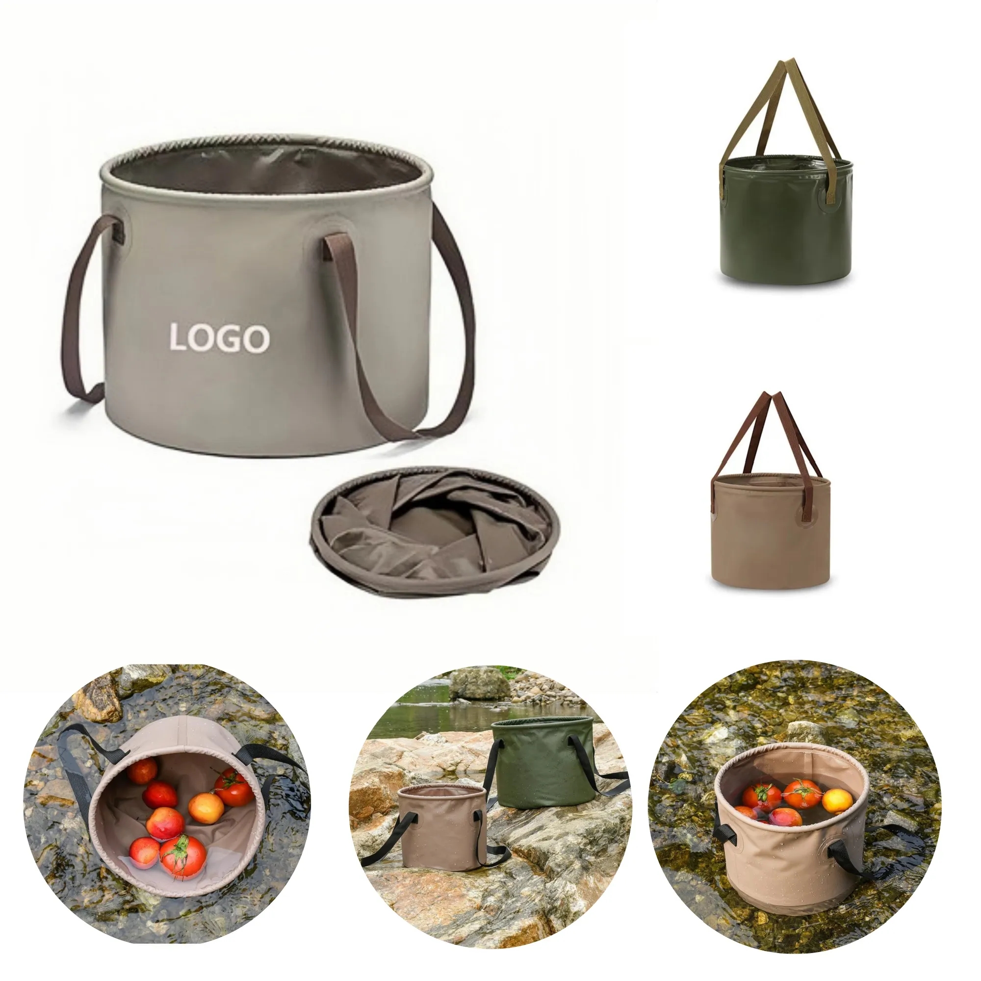 Custom portable foldable fishing storage bucket