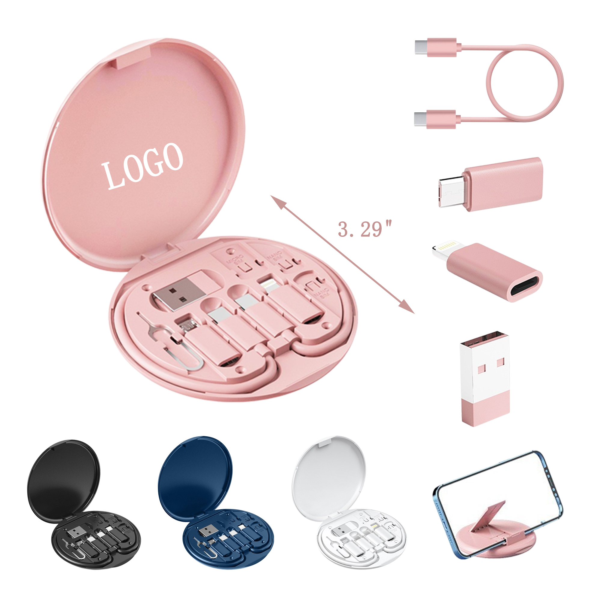 Round Adaptor Storage Charging Cable Kit 3