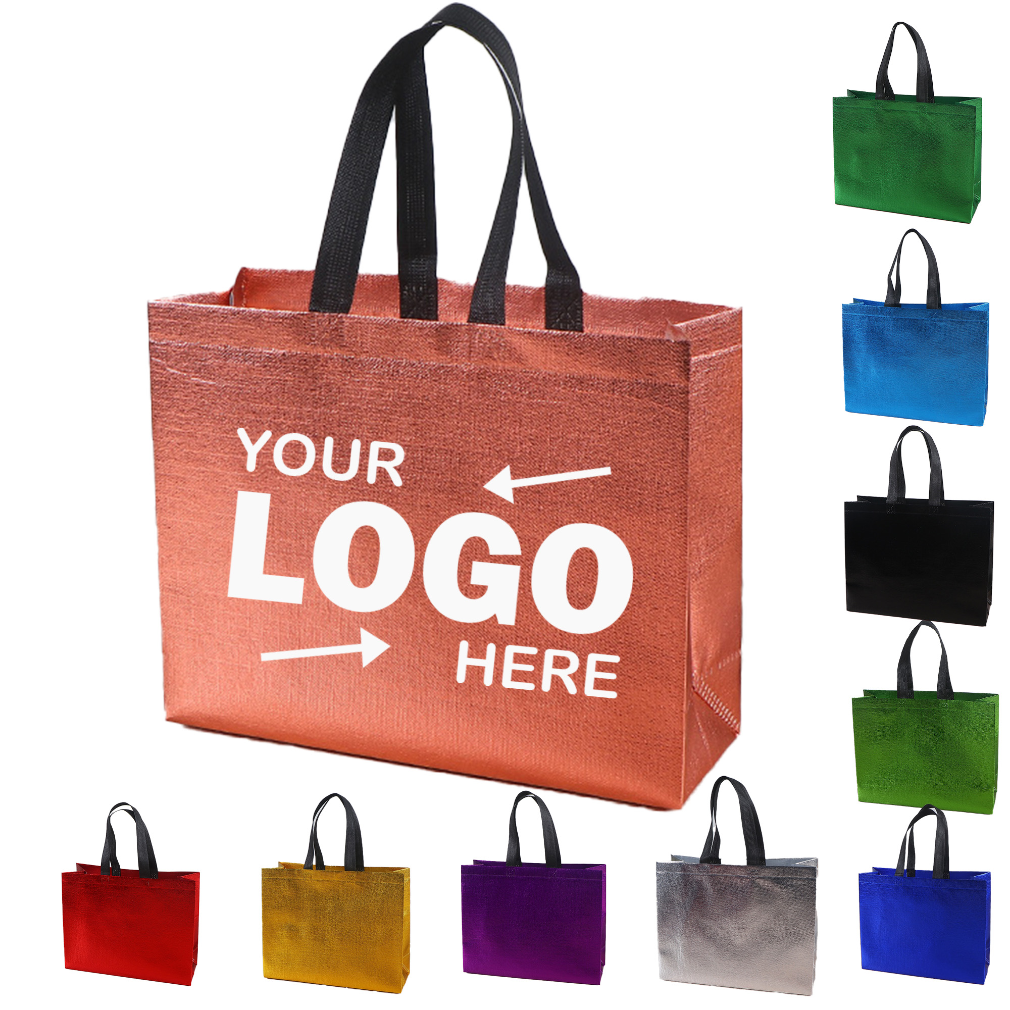 Custom Reusable Laser Lamination Sparkle Gift Tote Bags 5