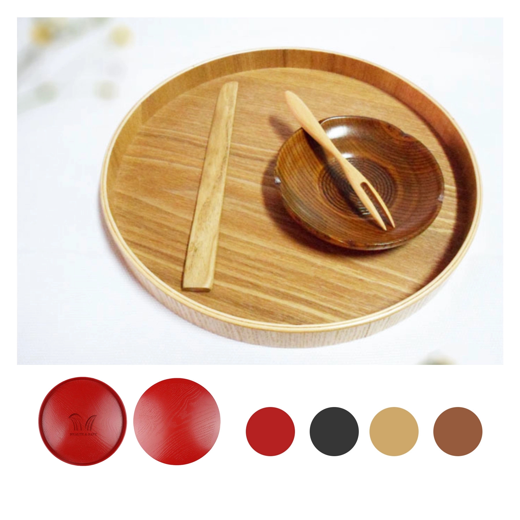 Round Wood Serving Tray For Eating 7