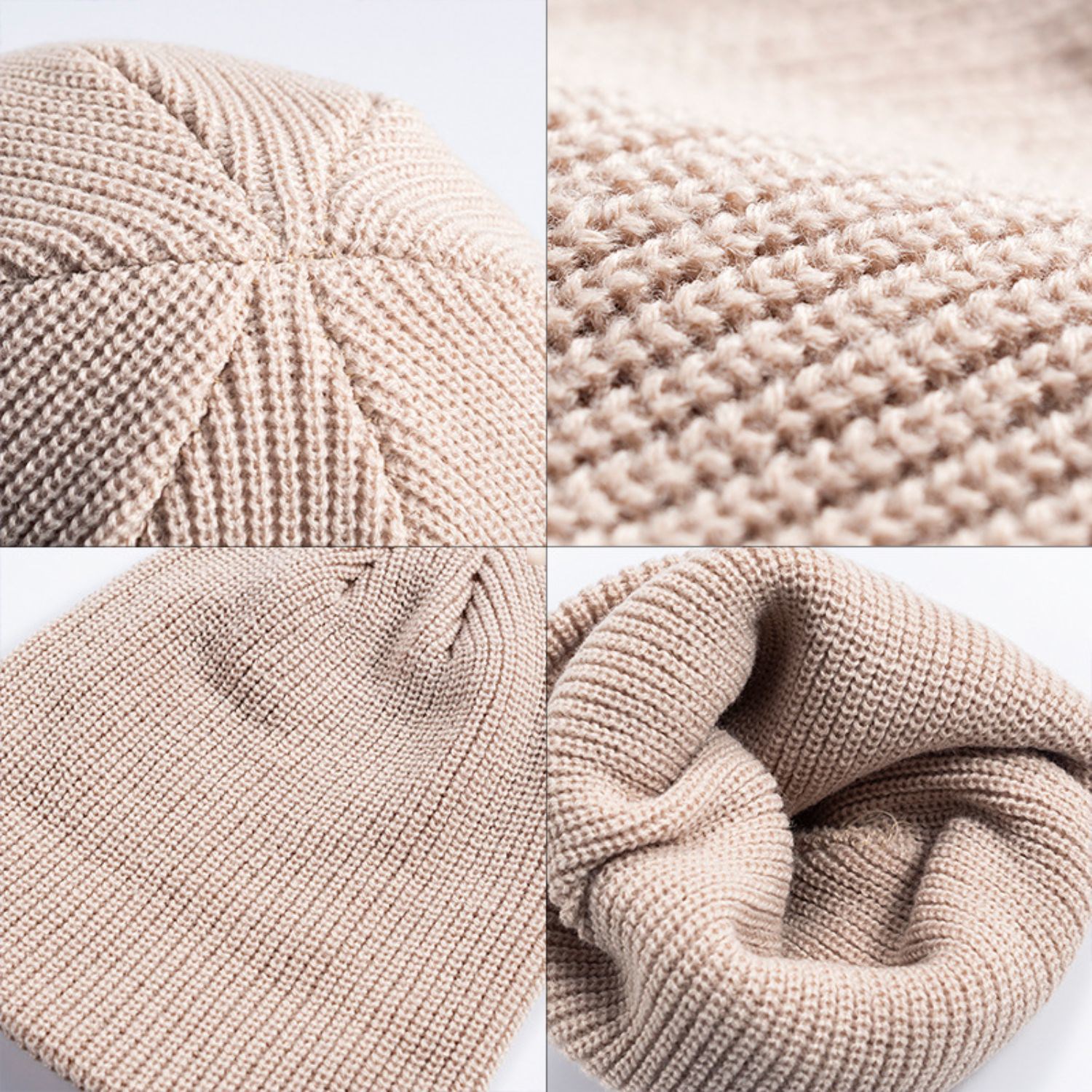 Warm Soft Knitted Beanie Hat Solid Color 2
