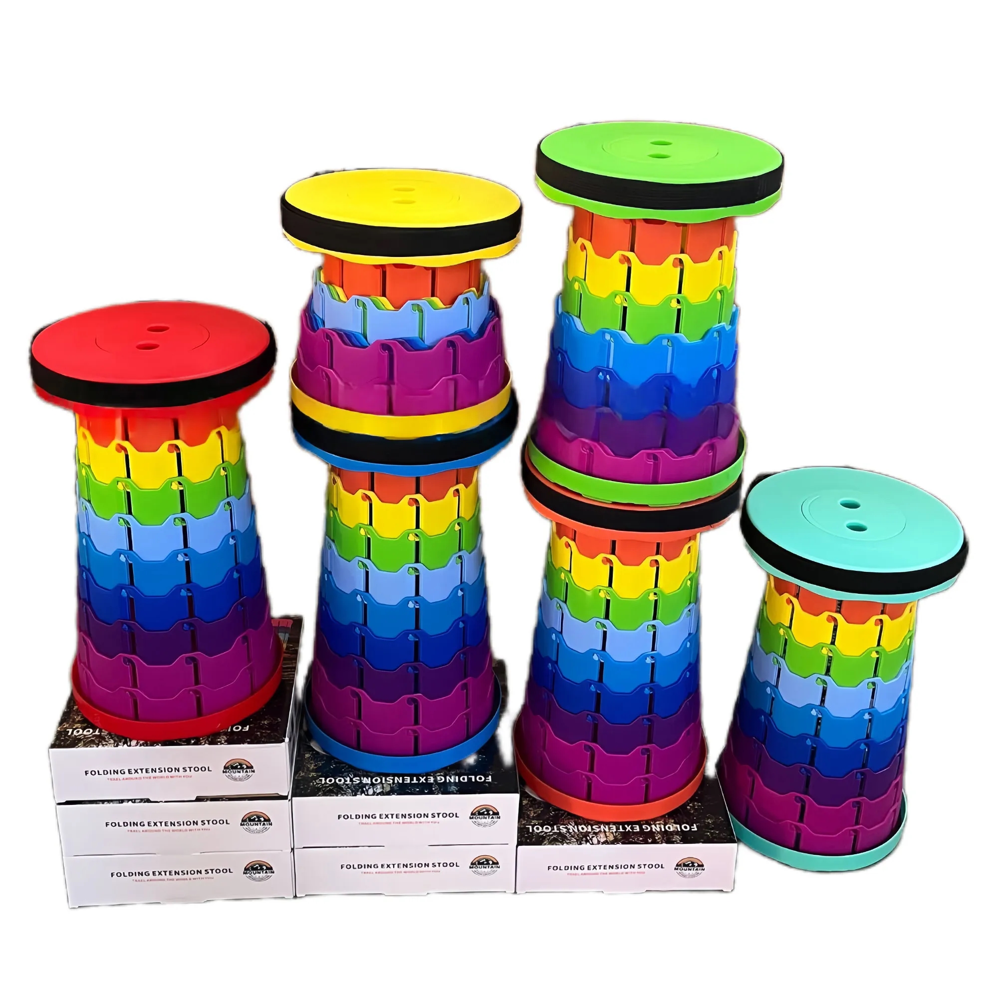 Portable Rainbow Telescopic Folding Stool For Outdoor 4