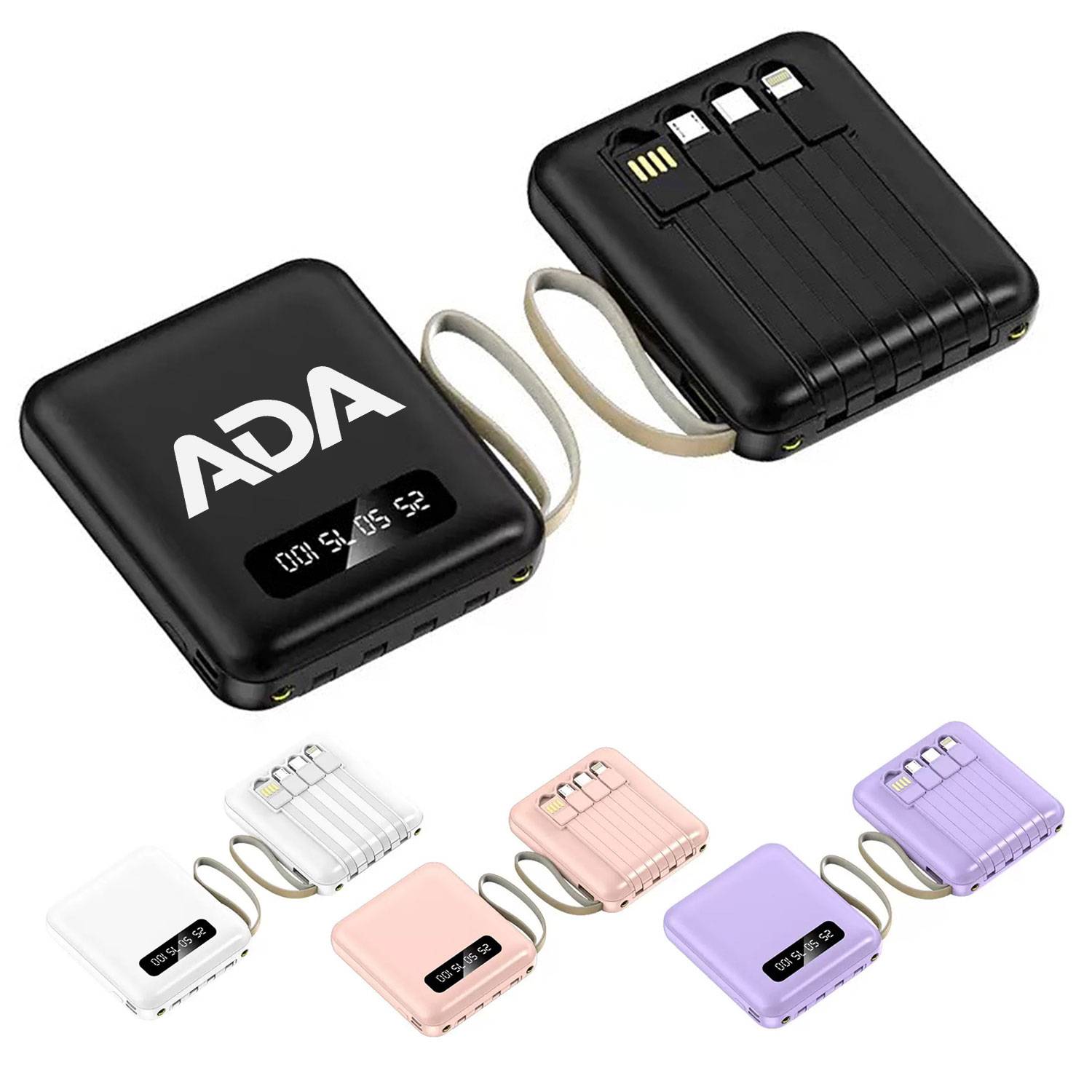 20000mAh Mini Portable Power Bank w/ 4 Cables