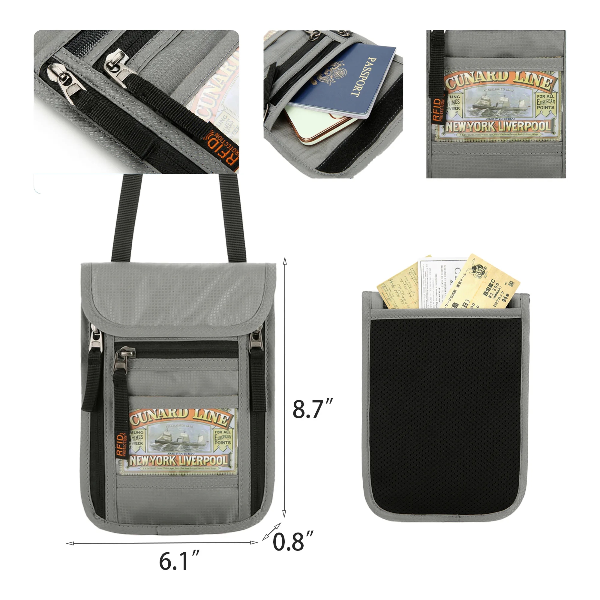 RFID Blocking Passport Holder Neck Pouch 4