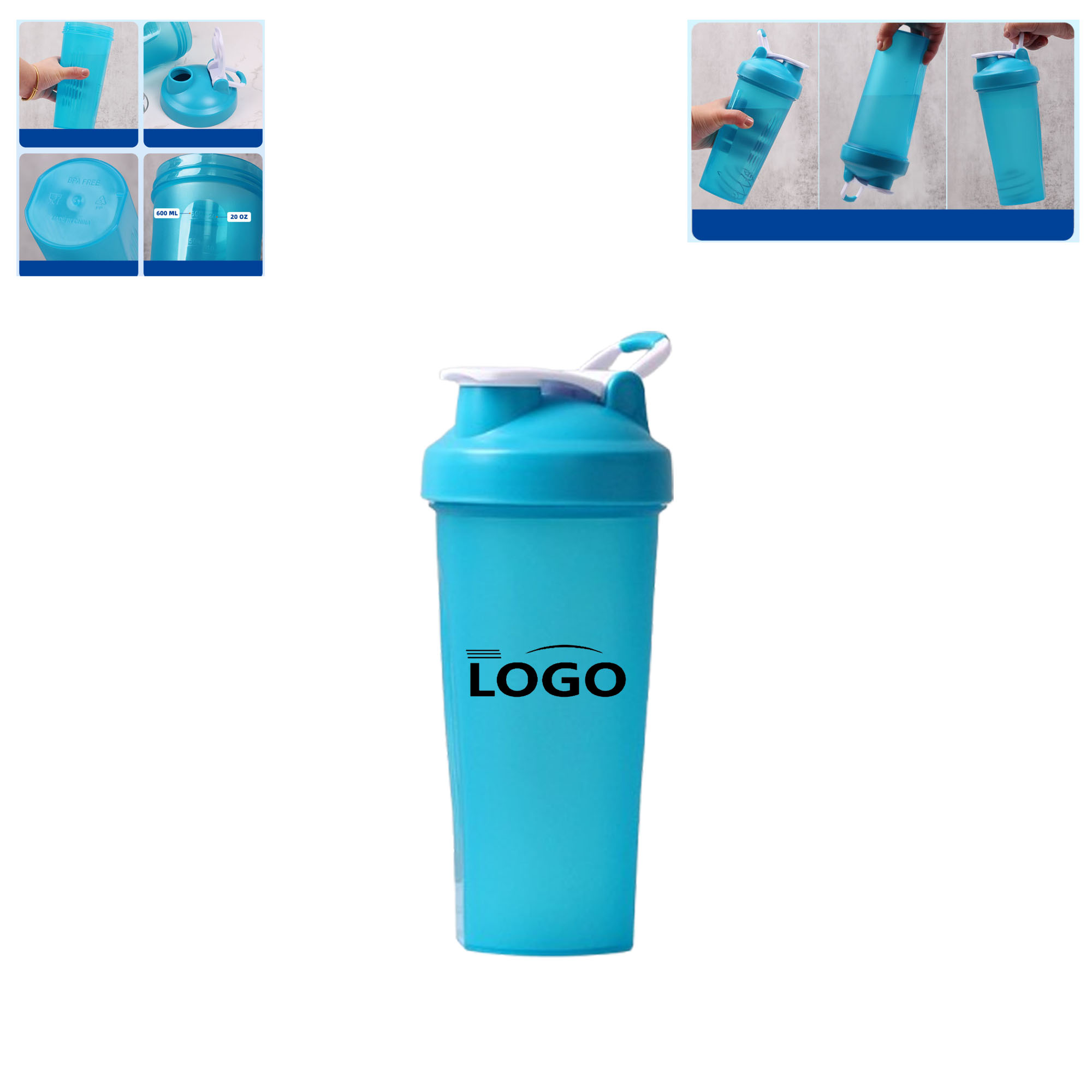 Customizable 20oz Gym Protein Shaker Cup With Shaker Ball 2
