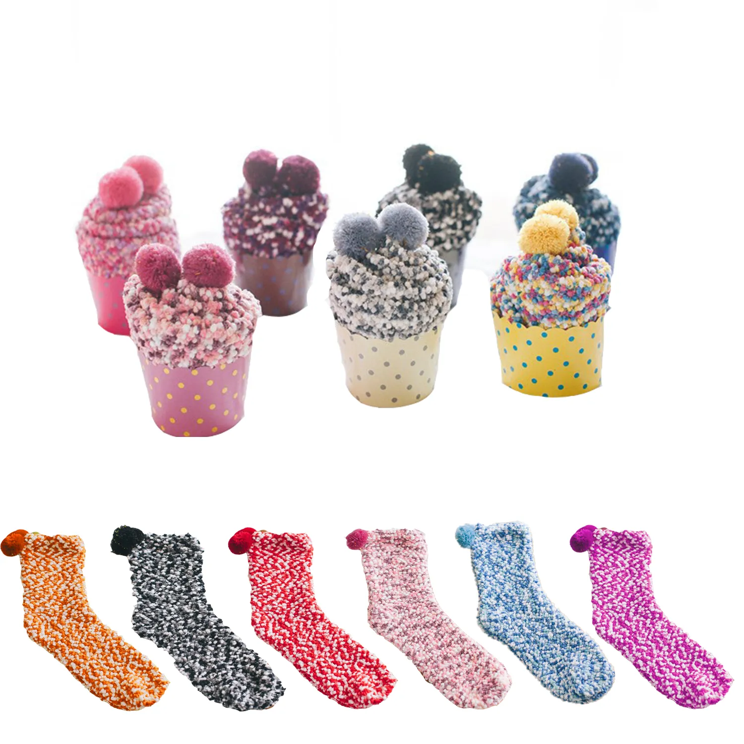 Cupcakes Bed Fuzzy Socks For Women 2